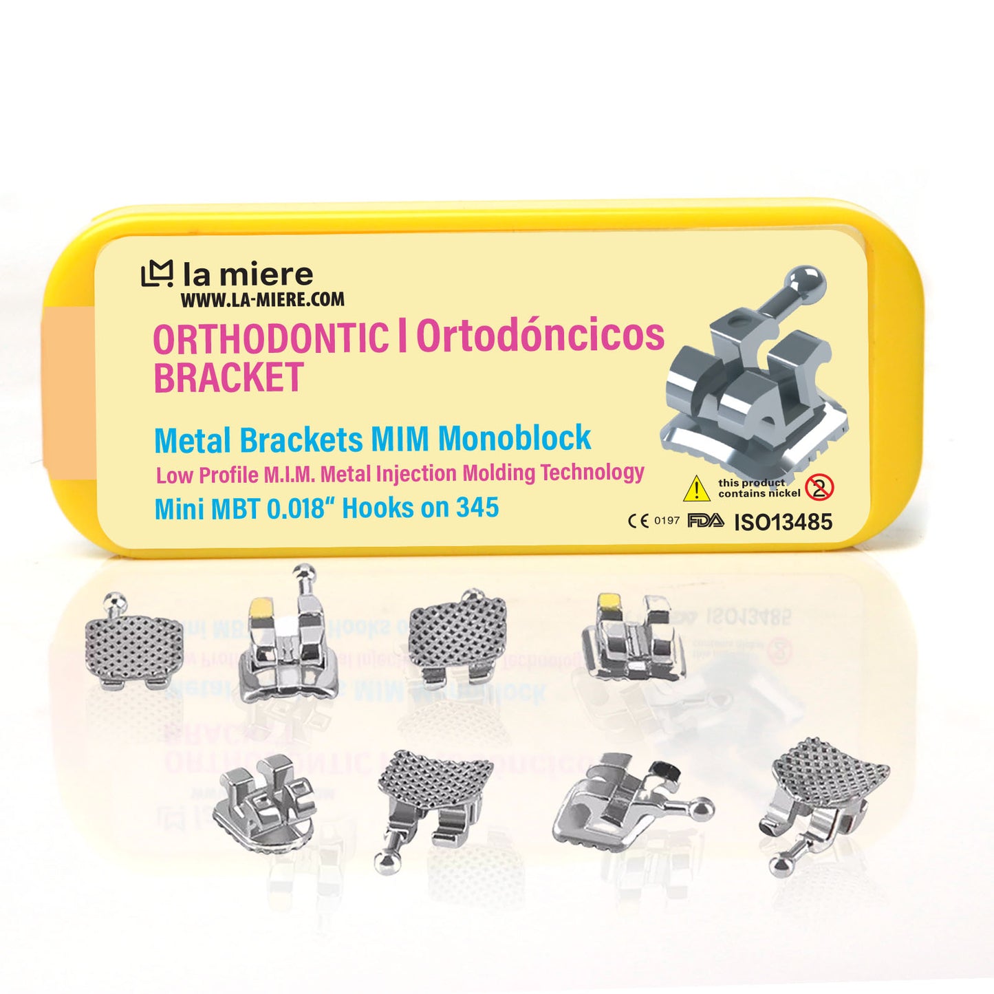 MONOBLOCK Orthodontic Metal Brackets Dental Brackets Standard Roth Slot Bondable, 3-4-5 with Hook 20pcs/Pack, 1PK