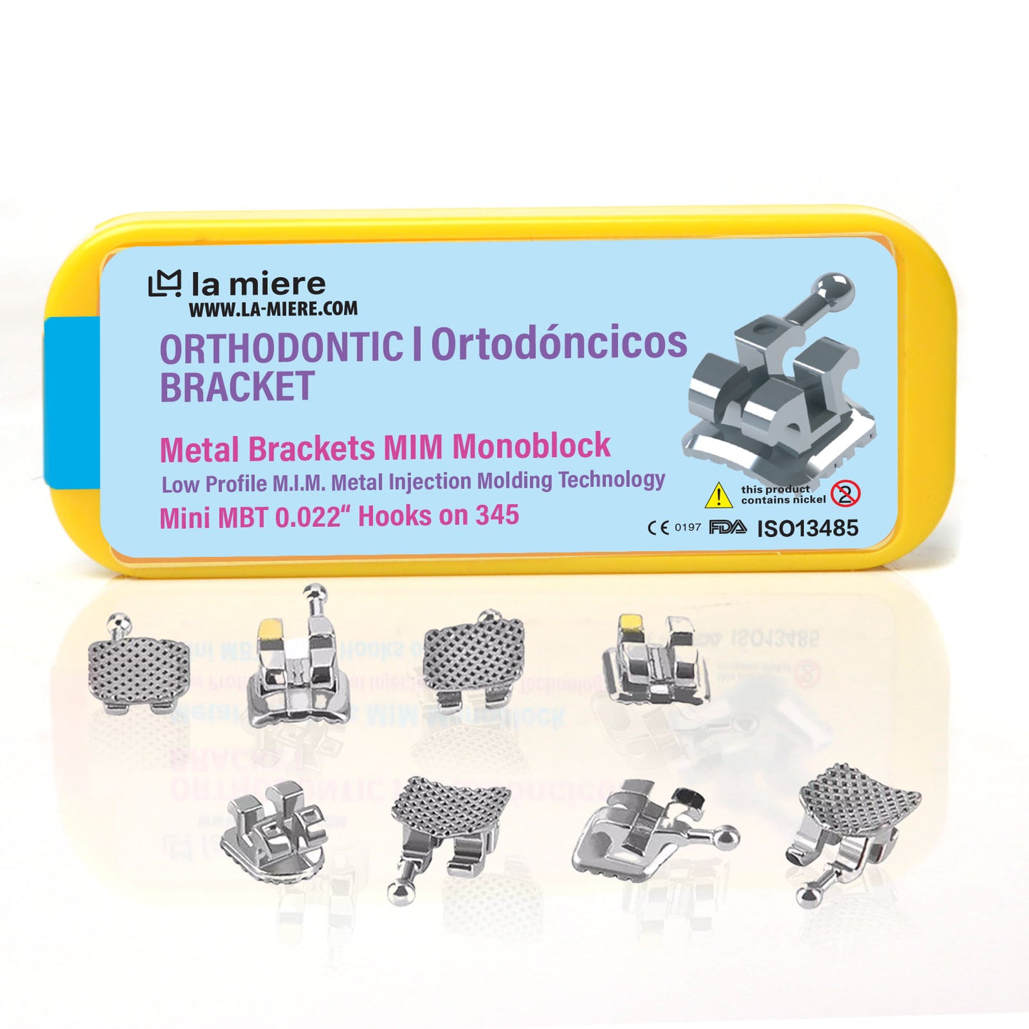 MONOBLOCK Orthodontic Metal Brackets Dental Brackets Standard Roth Slot Bondable, 3-4-5 with Hook 20pcs/Pack, 1PK